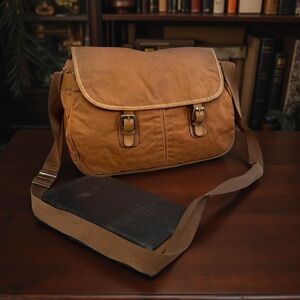 PRADA cognac brown nylon Messenger Bag